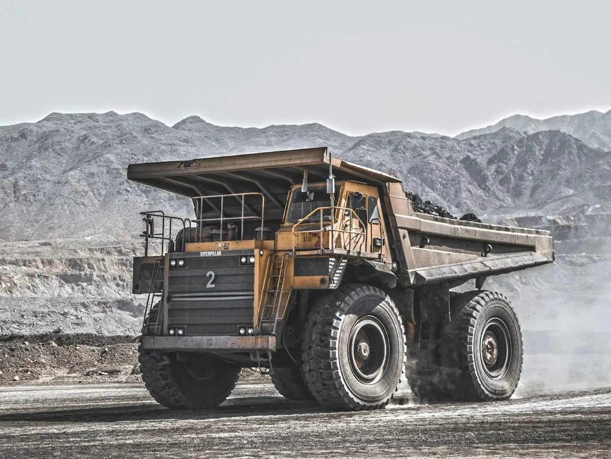 Haul truck carrying crushed stone